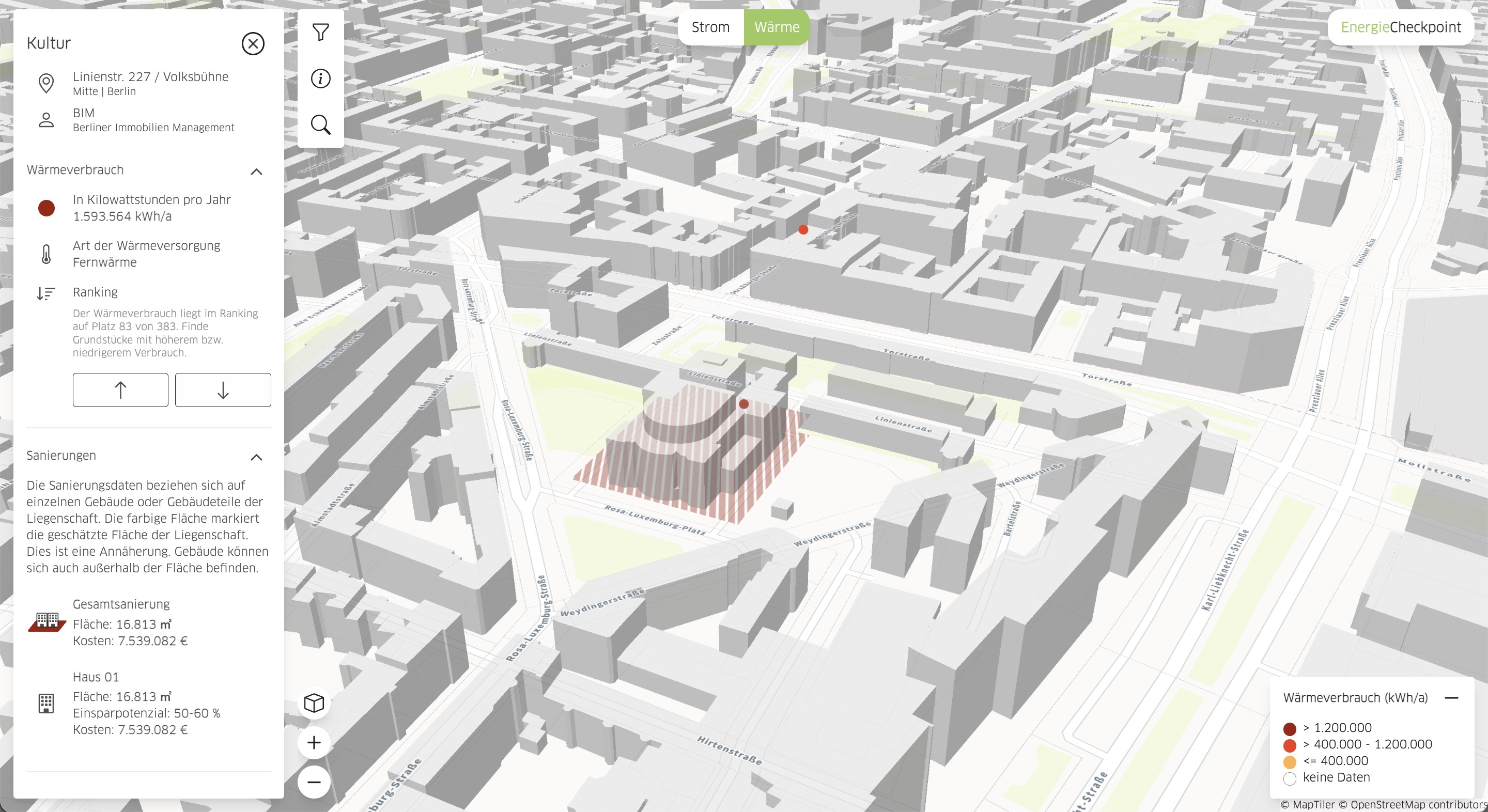 map of public buildings in berlin and their energy use through electricity and heating